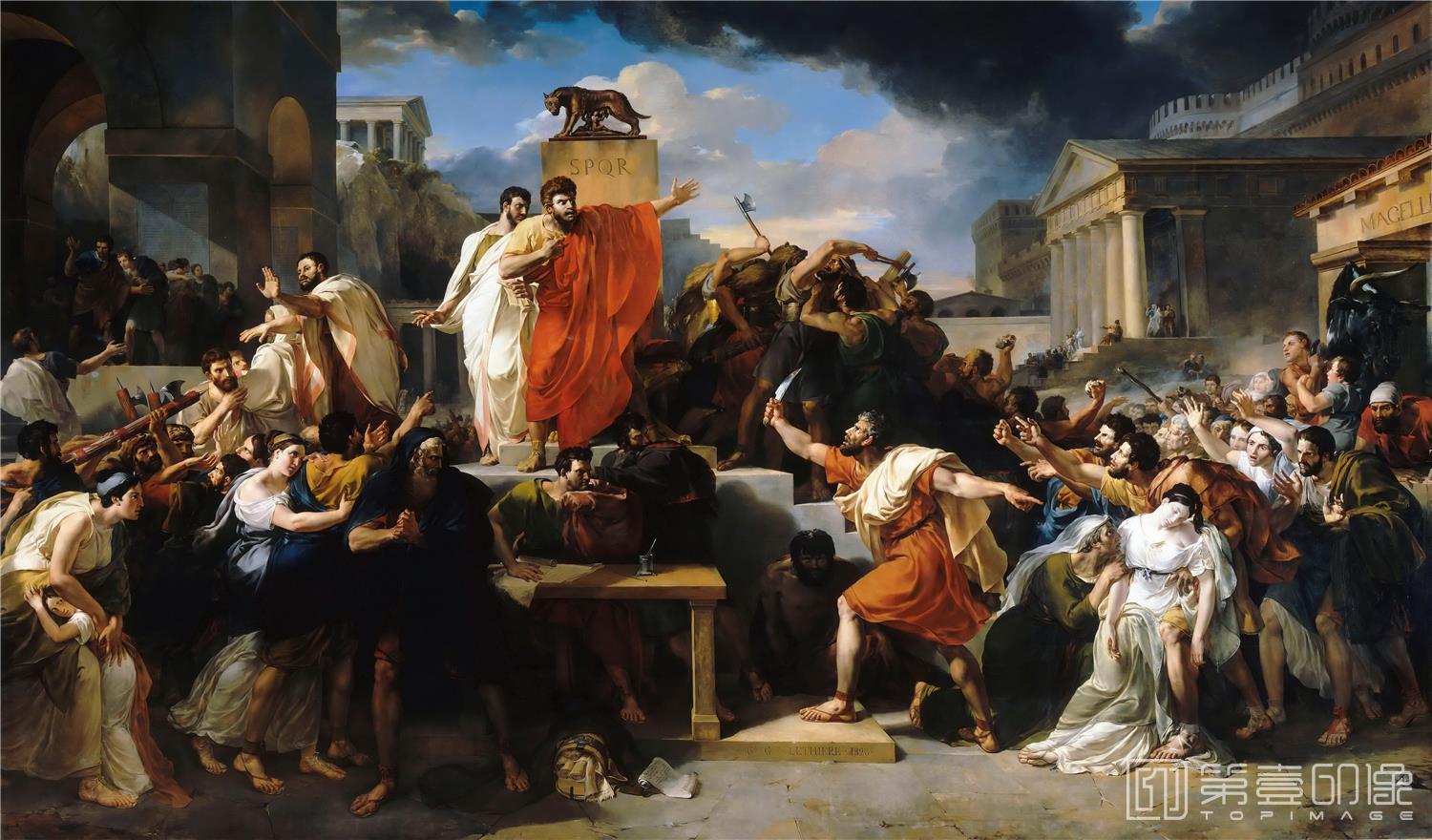 油画-卢浮宫-Guillaume LethiereDeath of Virginia-0859